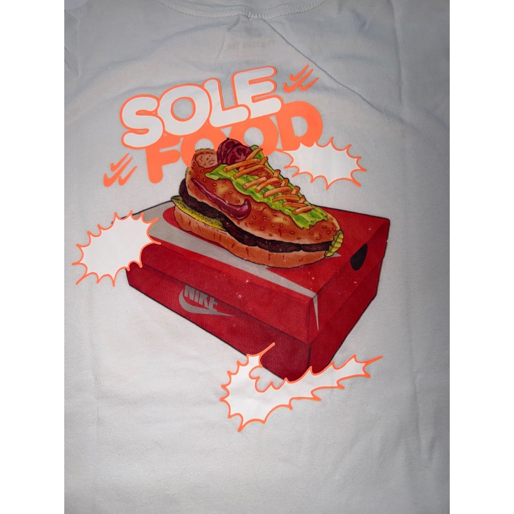 Nike Sole Food Burger Sneaker Graphic T-Shirt White Mens Large FLAW